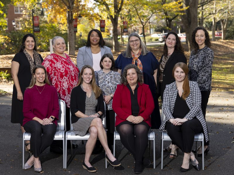 The sixth cohort of the Women’s Staff Leadership Institute includes, in front, from left, Katie Burr, Christy Anderson, Krista Richmond, Leslie Rogers and Kelley Saussy. In back, from left, are Leigh Knapp, Tracy Anderson, Chandra Echols, Missy Jackson, Emily Newdow and Sarah Baines. (Photo by Andrew Davis Tucker/UGA)